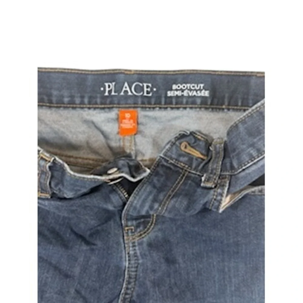 The Childrens Place Boys Bootcut Jeans Dark Wash Denim Size 10 Adjustable Waist
